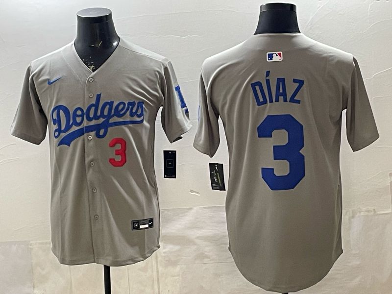 Men 2026 Los Angeles Dodgers #3 Diaz Grey Game Nike MLB Jersey style 004->los angeles dodgers->MLB Jersey